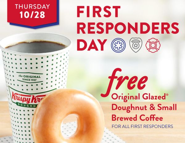 First Responders Can Receive A Free Small Coffee And Original Glazed