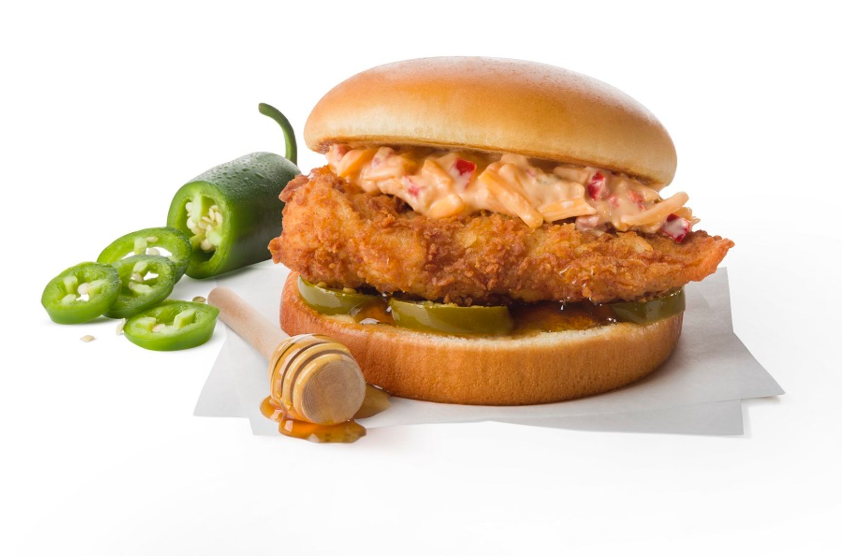 New Limited Release Honey Pepper Pimento Chicken Sandwich at Select