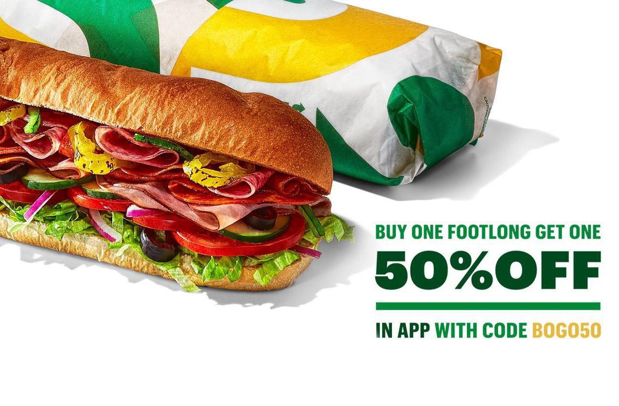 Buy 1 Footlong, Get Another at 50 Off with Online Subway Orders Using