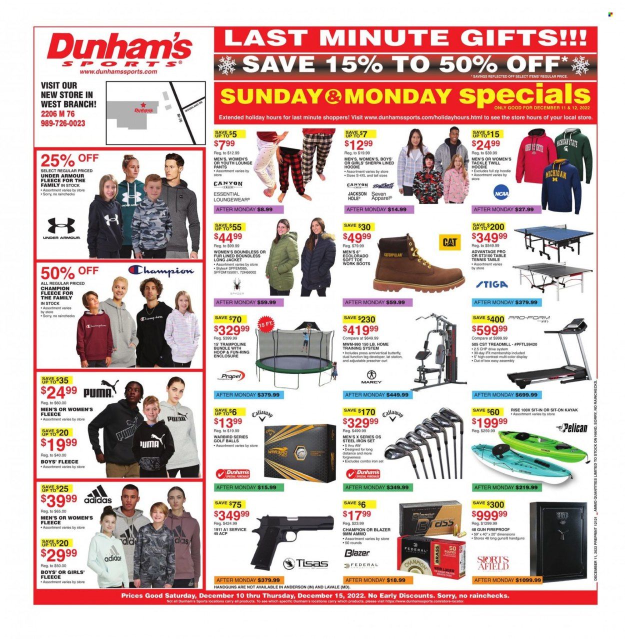 Dunham's Sports (MI) Weekly Ad Flyer Specials December 10 to December