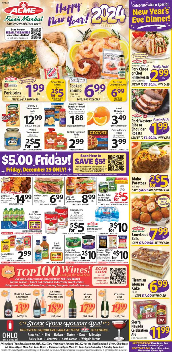 ACME Fresh Market (OH) Weekly Ad Flyer Specials December 28 to January